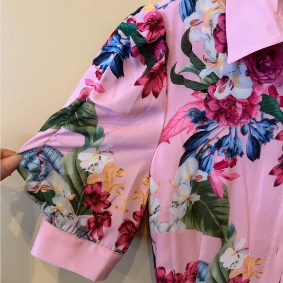 Tahari Pink Floral Blouse - Picture 5 of 5